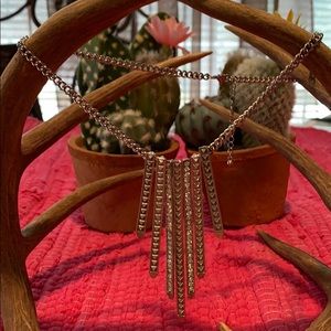 Silver necklace with studs and stones